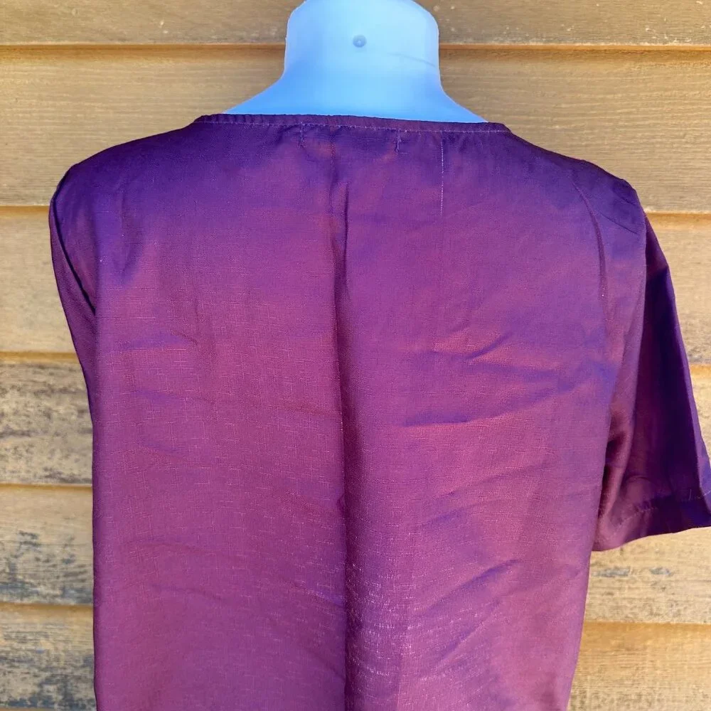 Miss Look Plumb Floral Top 957341 Button Detail Short Sleeve Blouse Shirt Size X - Picture 7 of 8